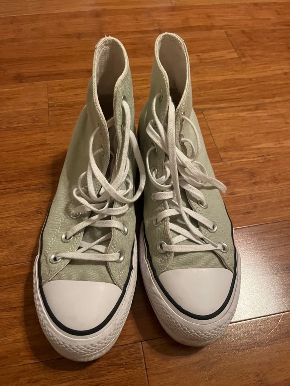 Converse High-Top Canvas Sneakers in Sage Green